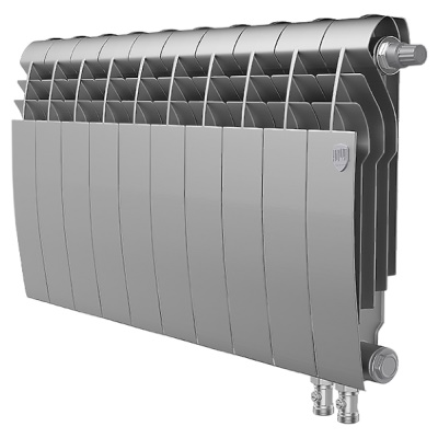 Радиаторы Royal Thermo BiLiner 350 Silver Satin VR биметаллический, серебристый нижнее правое подключение — фото