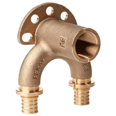 Угольник настенный проточный Рехау RX+ короткий Ø16/16-Rp1/2″ аксиальный с внутренней резьбой, бронзовый для PE-X труб RAUTITAN, 14564033001 — фото