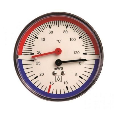 Термоманометр аксиальный 0-10 бар (0-120 °C) 1/2" Ø80 мм Afriso 63343 — фото