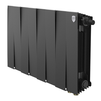 Радиаторы Royal Thermo PianoForte 300 Noir Sable VDR80 биметаллические, чёрные нижнее правое подключение — фото