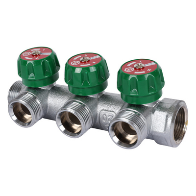 Коллектор Stout 3/4"х3/4" ЕК с регулирующими вентилями, Хром — фото