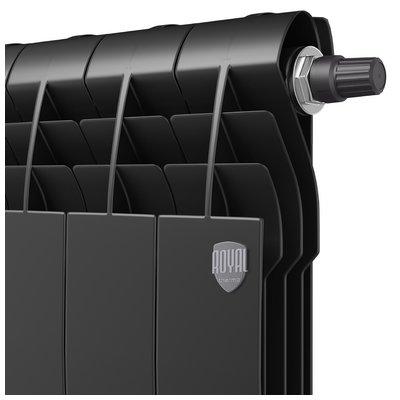 Радиаторы Royal Thermo BiLiner 350 Noir Sable VDR биметаллические, чёрные нижнее правое подключение — фото