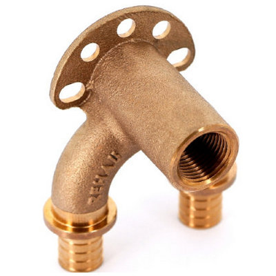 Угольник настенный проточный Рехау RX+ длинный Ø20/20-Rp1/2″ аксиальный с внутренней резьбой, бронзовый для PE-X труб RAUTITAN, 14562713001 — фото