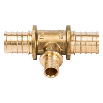 Тройник переходной для труб из сшитого полиэтилена Stout латунь — фото
