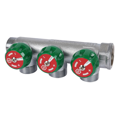 Коллектор Stout 3/4"х3/4" ЕК с регулирующими вентилями, Хром — фото