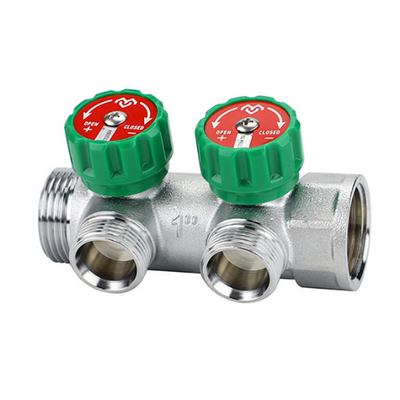 Коллектор Varmega 1"х3/4" ЕК с регулирующими вентилями, Никель — фото