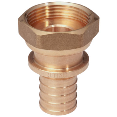 Переходник комбинированный Rehau RX+ 32-G1 1/4″ с накидной гайкой аксиальный с накидной гайкой, бронзовый для PE-X труб RAUTITAN, 14563423001 — фото