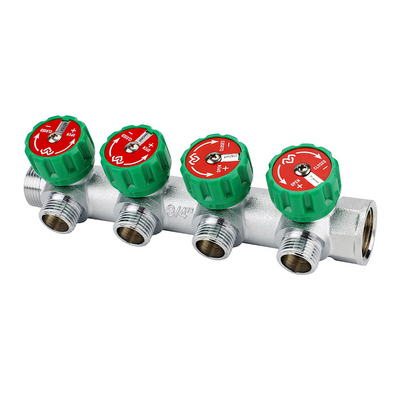 Коллектор Varmega 3/4"х3/4" ЕК с регулирующими вентилями, Никель — фото