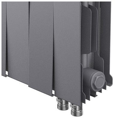 Радиаторы Royal Thermo PianoForte 200 Silver Satin VDR биметаллические, серебристые нижнее правое подключение — фото