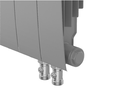 Радиаторы Royal Thermo BiLiner 350 Silver Satin VR биметаллический, серебристый нижнее правое подключение — фото