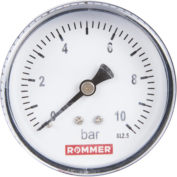 Манометр аксиальный 0-10 бар 1/4" Ø63 мм Rommer RIM-0009-631008 — фото