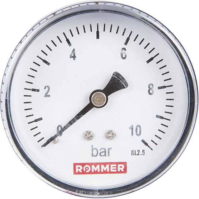 Манометр аксиальный 0-10 бар 1/4" Ø63 мм Rommer RIM-0009-631008