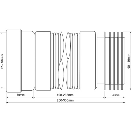 Гофра для унитаза Ø110 L=200-330 мм с гофрированным окончанием McAlpine MRWC-F20R — фото