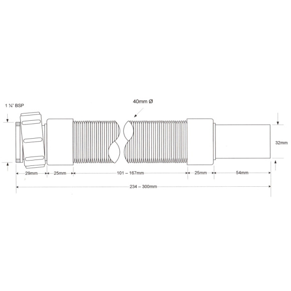 Гофра для сифона 11/4х32 L=234-300 мм McAlpine MRMF1-03 — фото