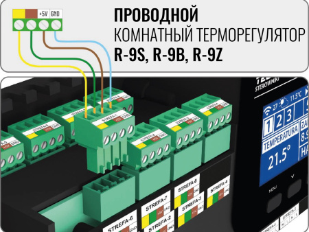 Монтажная планка для термоэлектрических приводов (8 зон) Tech (Тех) L-9R — фото